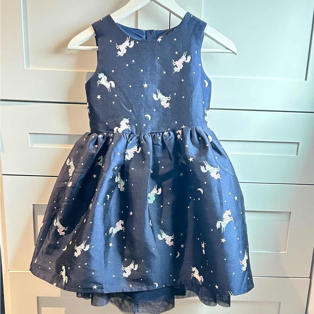 H&M Dark Blue Dress with Unicorn Print